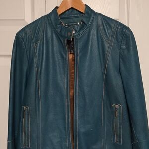 Wilsons Leather Teal Jacket with Copper Lining
